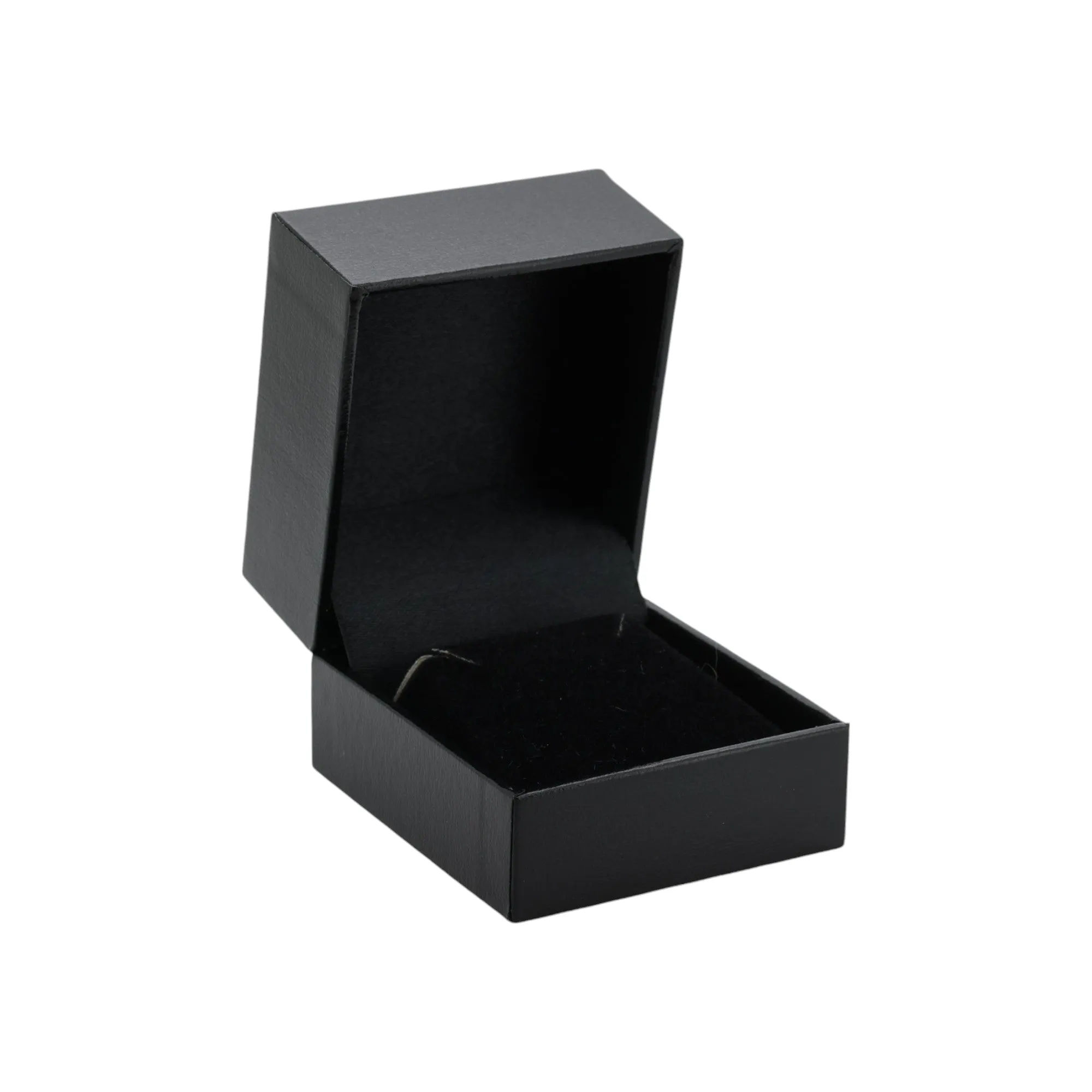 🆕📦 Leatherette Box for Earring / Pendant. Inner Satin Lid & Flock Base (Black Outer, Black Inner)