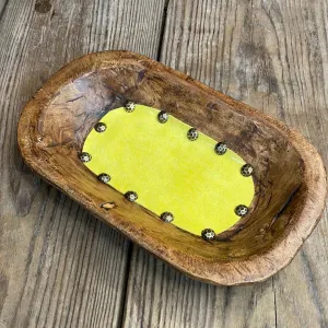 063 Small Décor Bowl -  w/ Yellow Leather