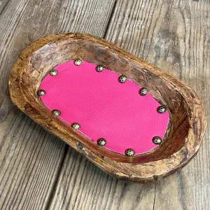 071 Small Décor Bowl -  w/ Pink Leather