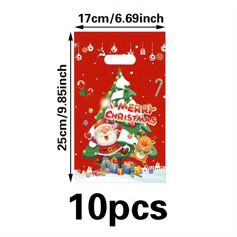 10pcs Christmas Party Beaded Gift Bags, Small Craft Tote Bags with Decorative Supplies for Wedding, Birthday, and Holiday Parties