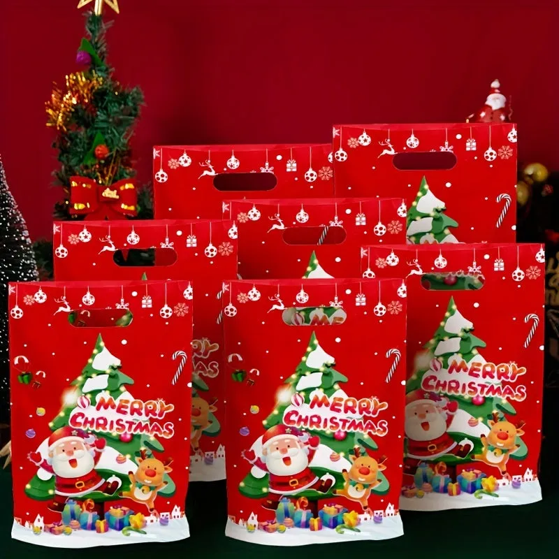 10pcs Christmas Party Beaded Gift Bags, Small Craft Tote Bags with Decorative Supplies for Wedding, Birthday, and Holiday Parties