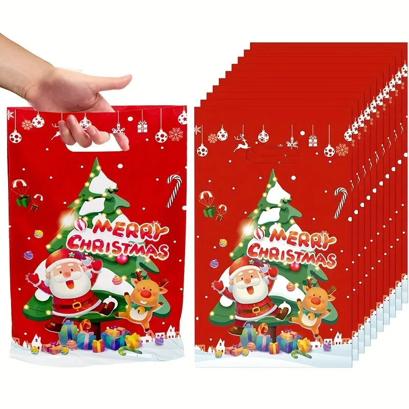 10pcs Christmas Party Beaded Gift Bags, Small Craft Tote Bags with Decorative Supplies for Wedding, Birthday, and Holiday Parties