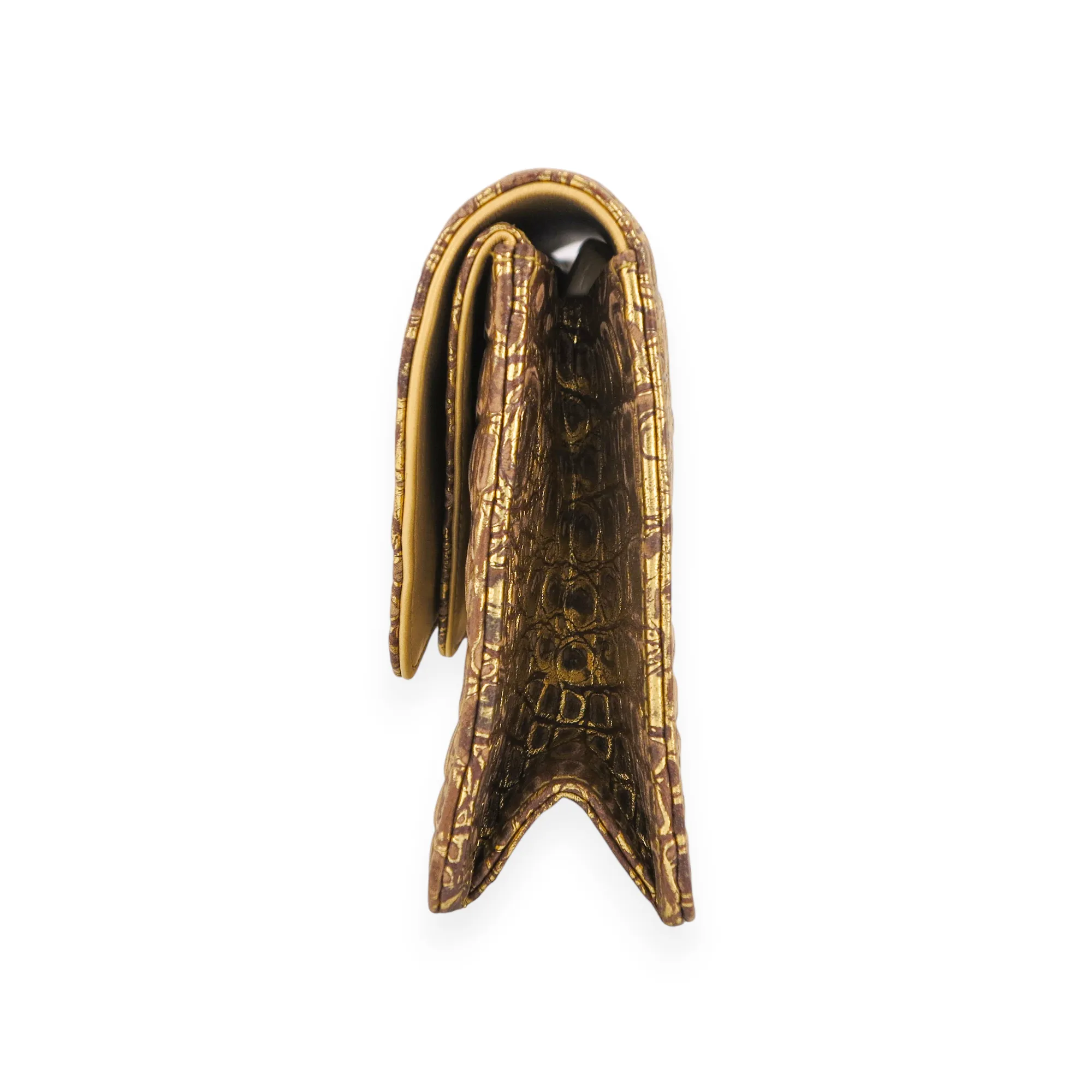 19A Ancient Egypt Gold Crocodile Embossed Jewelled Scarab Clutch Bag