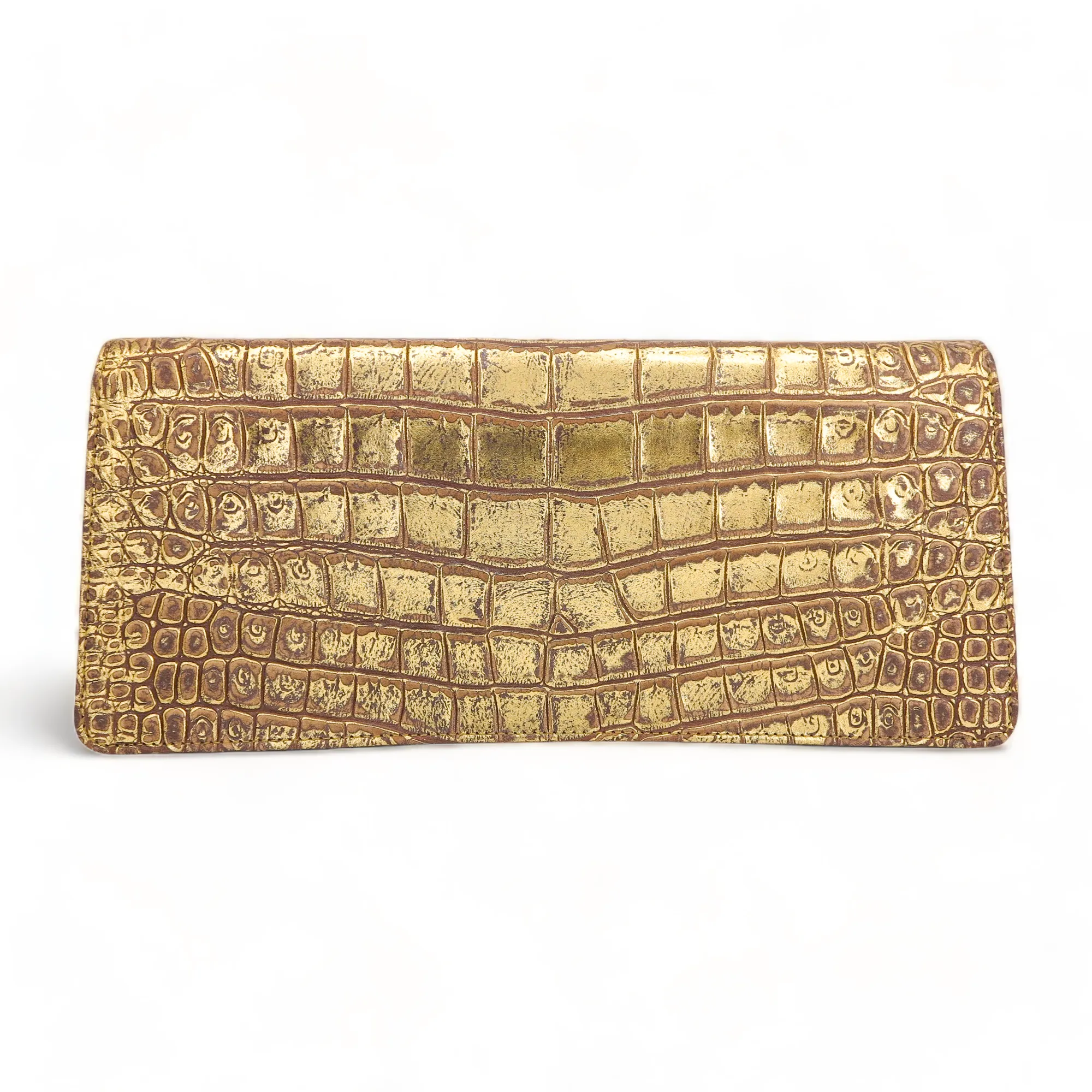 19A Ancient Egypt Gold Crocodile Embossed Jewelled Scarab Clutch Bag
