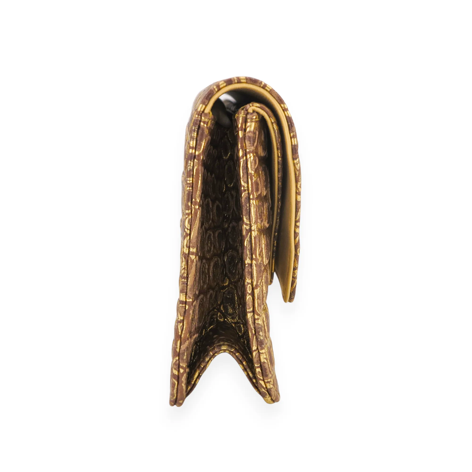 19A Ancient Egypt Gold Crocodile Embossed Jewelled Scarab Clutch Bag