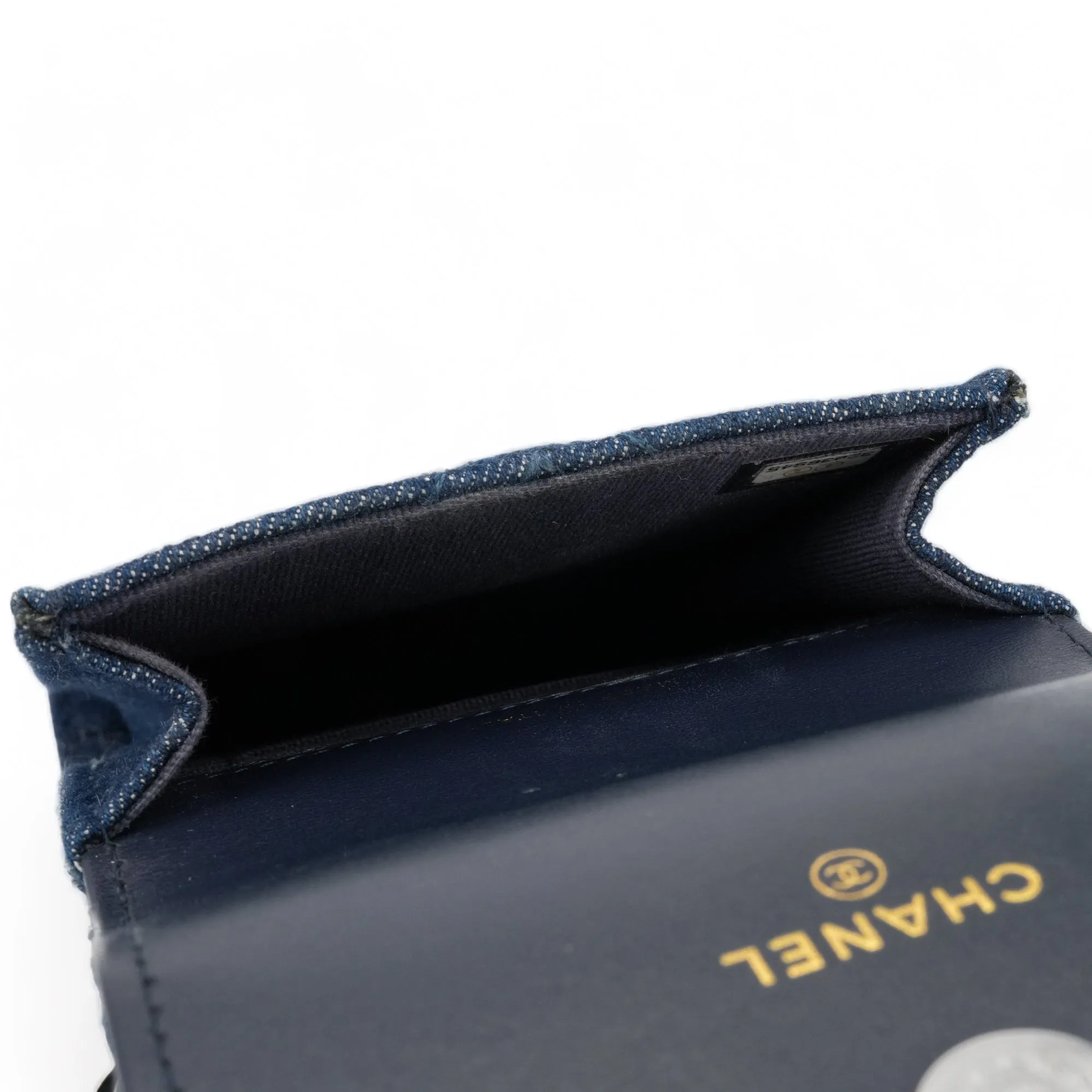 22P Denim Chanel 19 Phone Holder with Chain