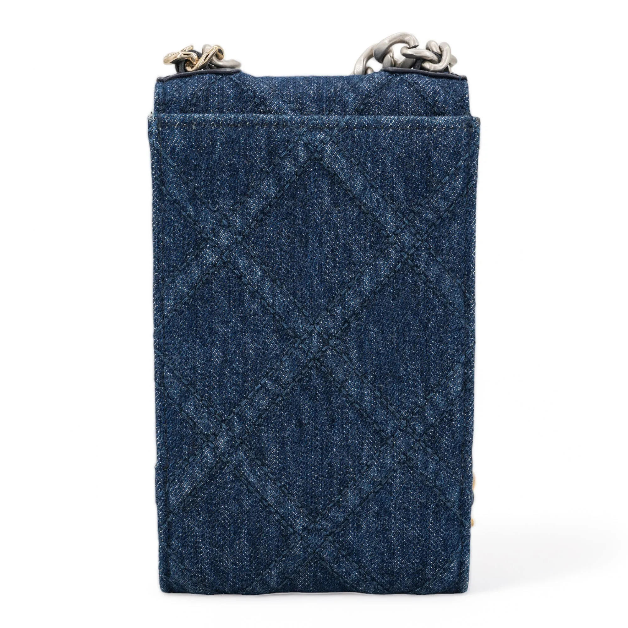 22P Denim Chanel 19 Phone Holder with Chain