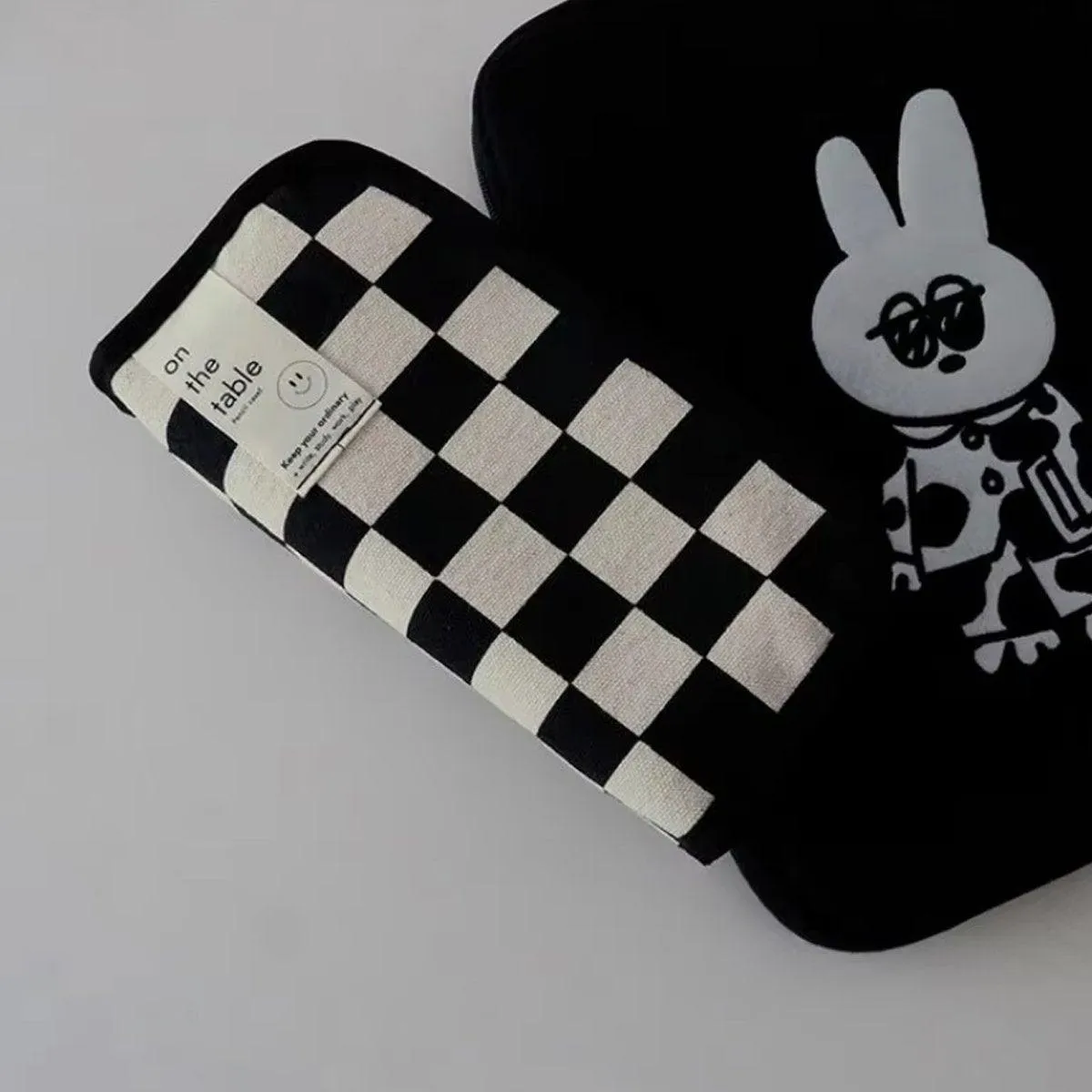 2PCS Student Checkerboard Pencil Bag Pencil Case Large Capacity Stationery Bags
