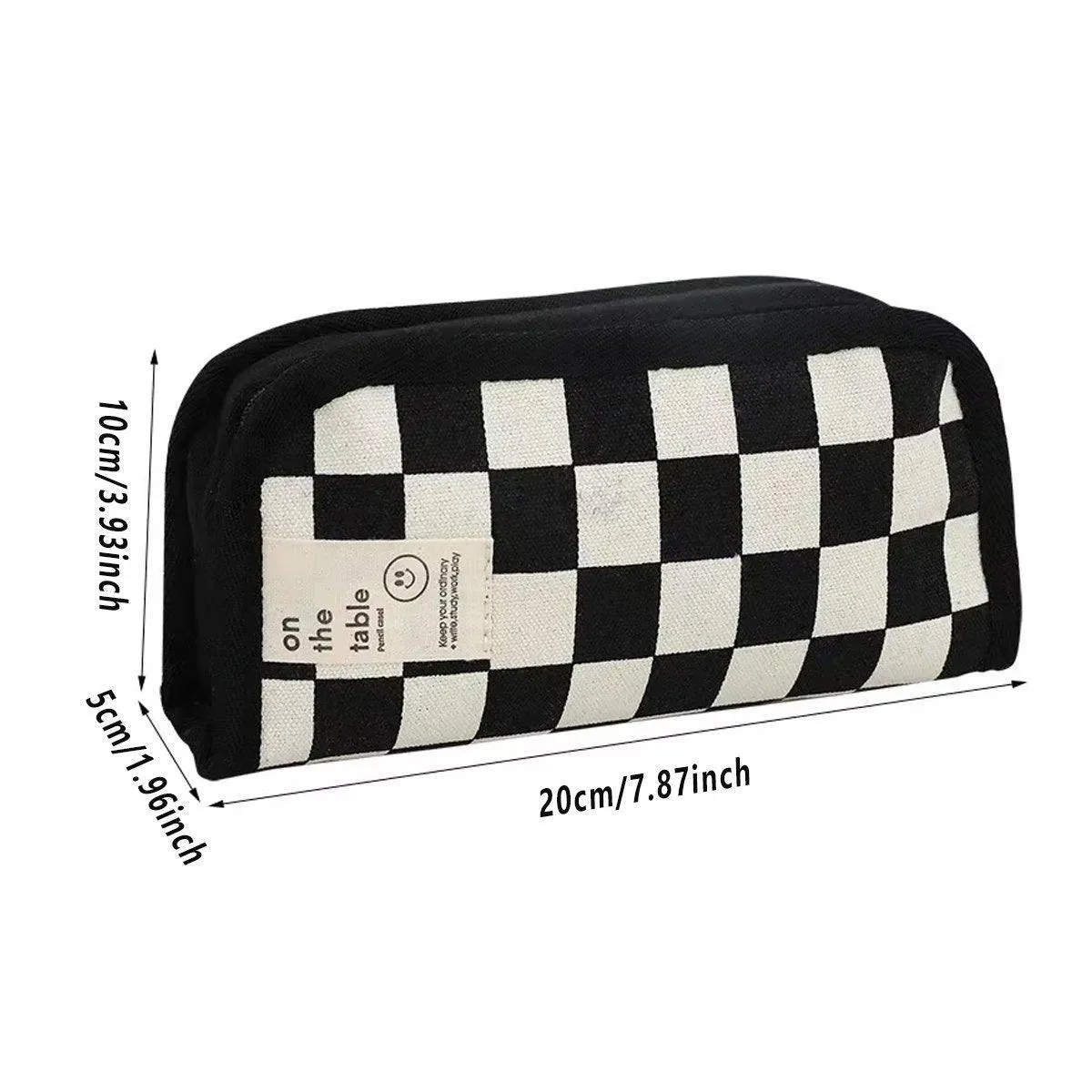 2PCS Student Checkerboard Pencil Bag Pencil Case Large Capacity Stationery Bags