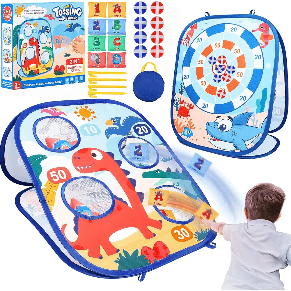 3-in-1 Dinosaur Bean Bag Tossing Game Board