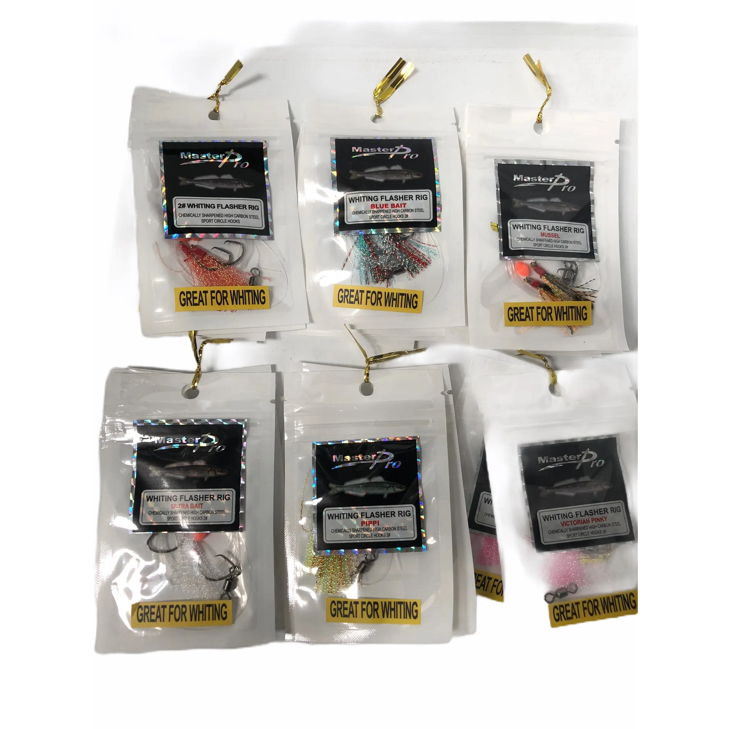 30 x Custom Designed Whiting Rigs 6 Colors on Hooks Size #2 Sport Circle Fishing Tackle