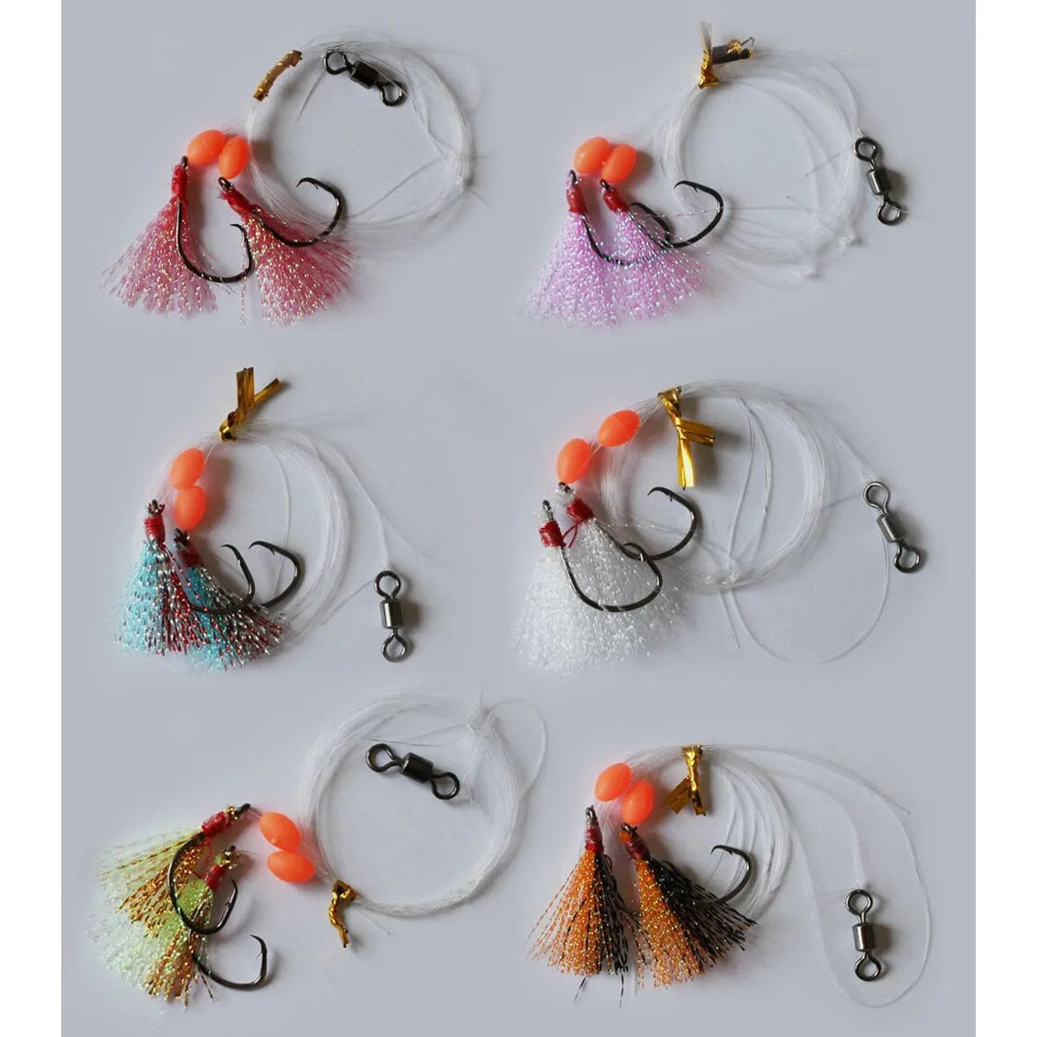 30 x Custom Designed Whiting Rigs 6 Colors on Hooks Size #2 Sport Circle Fishing Tackle