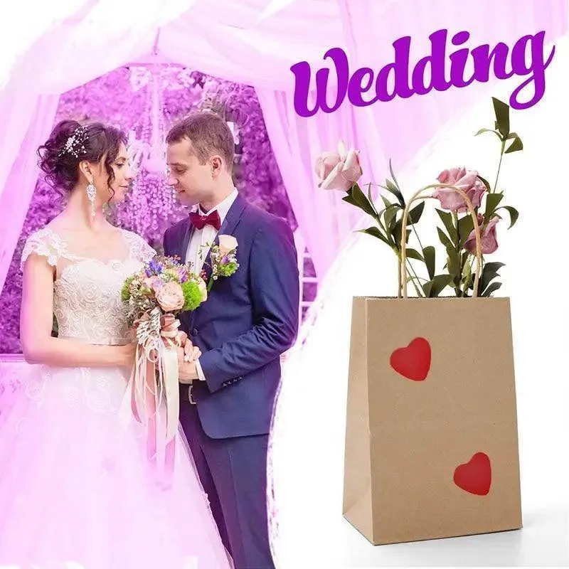 50X Kraft Paper Bags Gift Shopping Carry Craft Brown Bag With Handles
