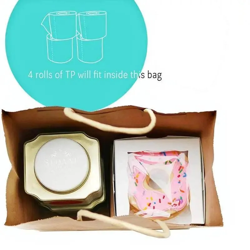 50X Kraft Paper Bags Gift Shopping Carry Craft Brown Bag With Handles