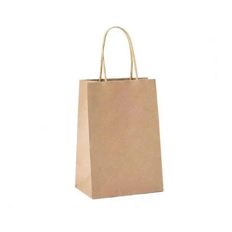 50X Kraft Paper Bags Gift Shopping Carry Craft Brown Bag With Handles