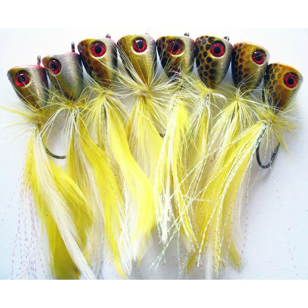 8 x New Generation Quality Surf Poppers (Yellow) Fishing Tackle