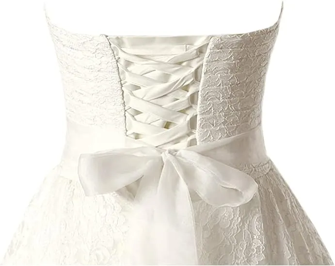 A-line Sweetheart Floor Length Lace Wedding Dresses Bridal Gown