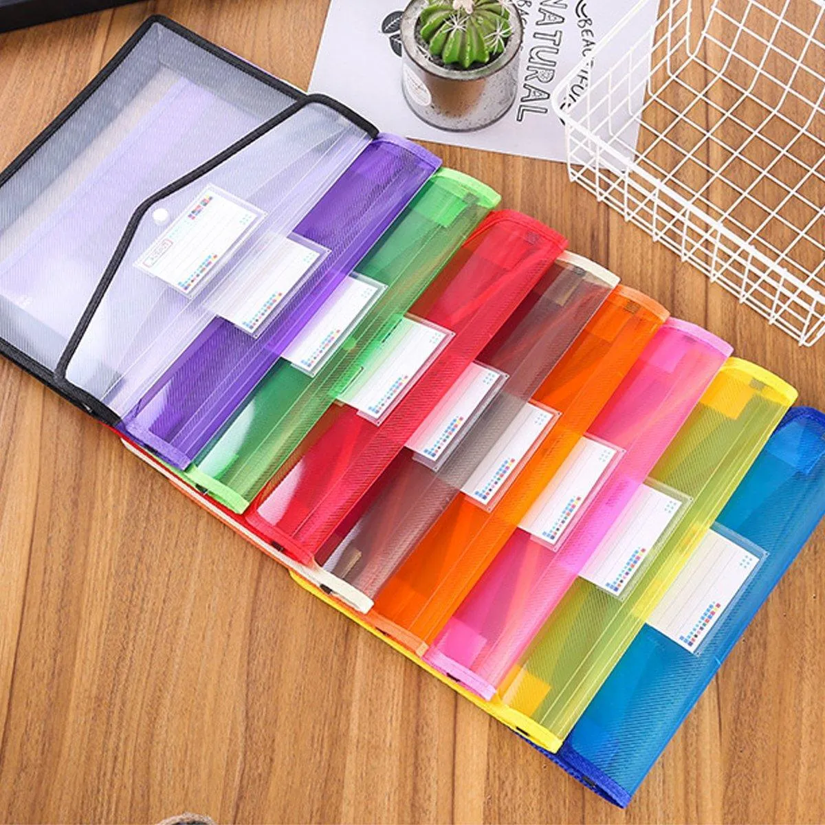 A4 Document Bag Plastic Clear Wallet Seal File Folder Paper Envelope Button Bag