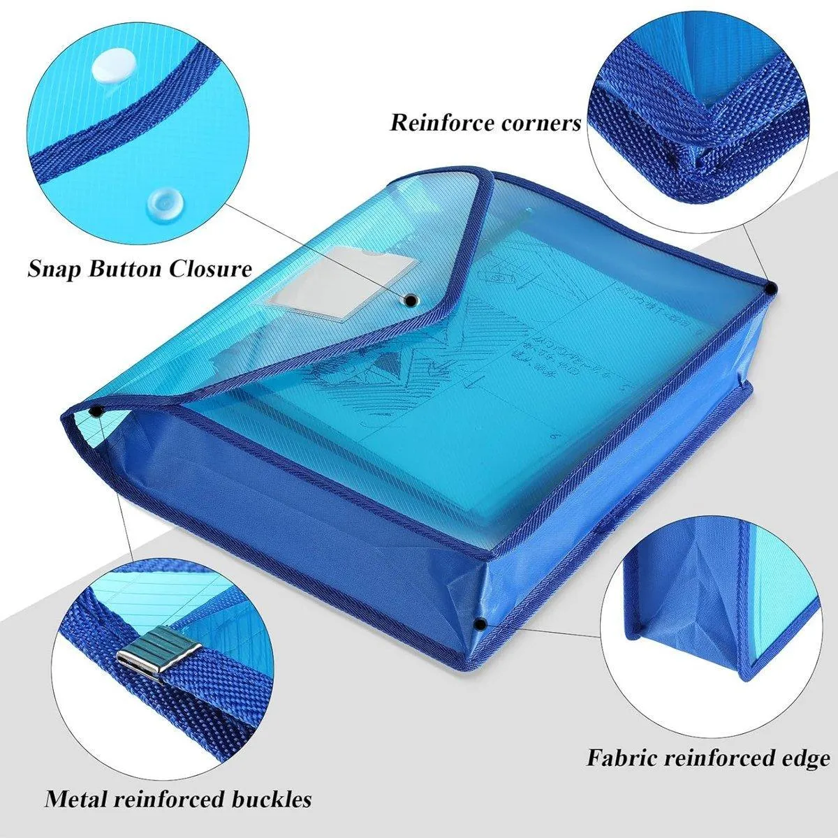 A4 Document Bag Plastic Clear Wallet Seal File Folder Paper Envelope Button Bag
