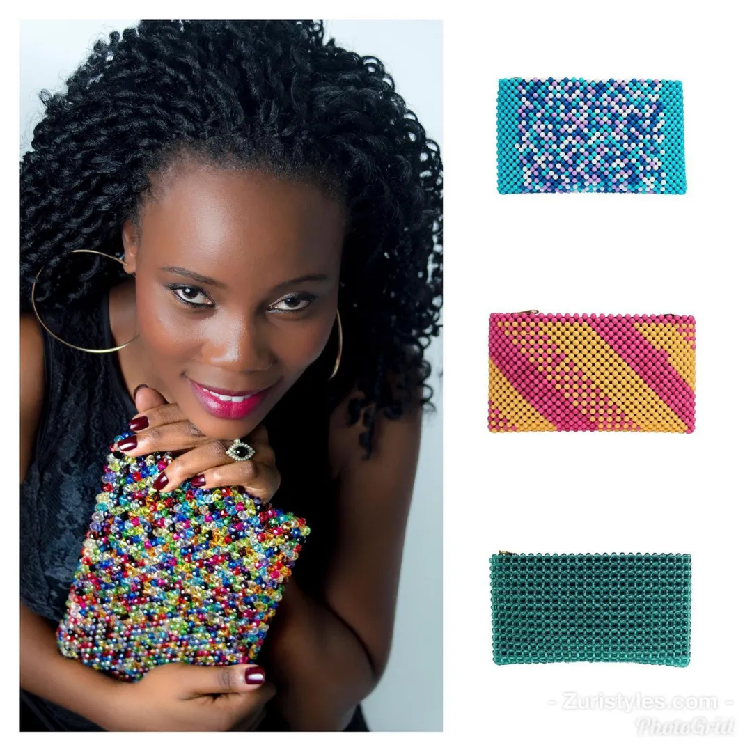 Acrylic Bead Clutch - Red Multi