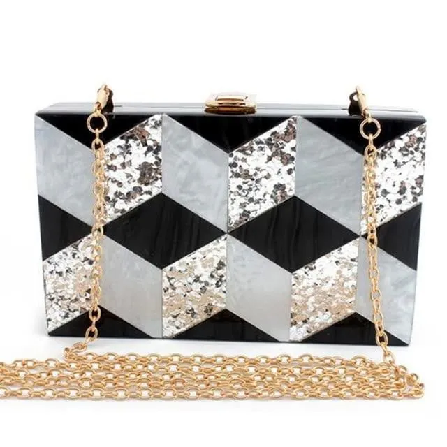 Acrylic Evening Bags Marbling Pattern Clutches