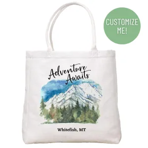Adventure Awaits Mountains Tote Bag