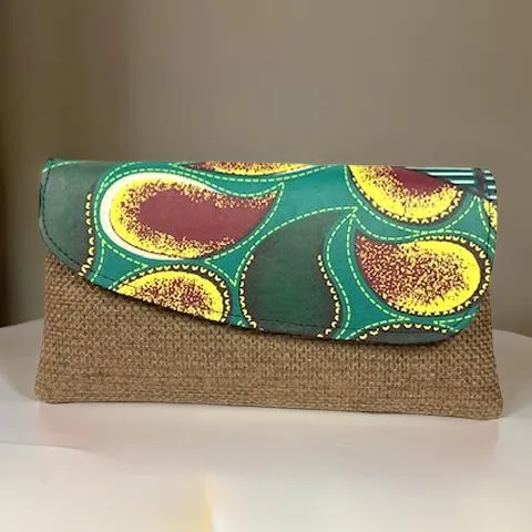 African Inspired Swirl Print Woven Large Clutch Purse