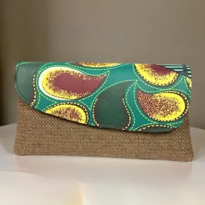 African Inspired Swirl Print Woven Large Clutch Purse