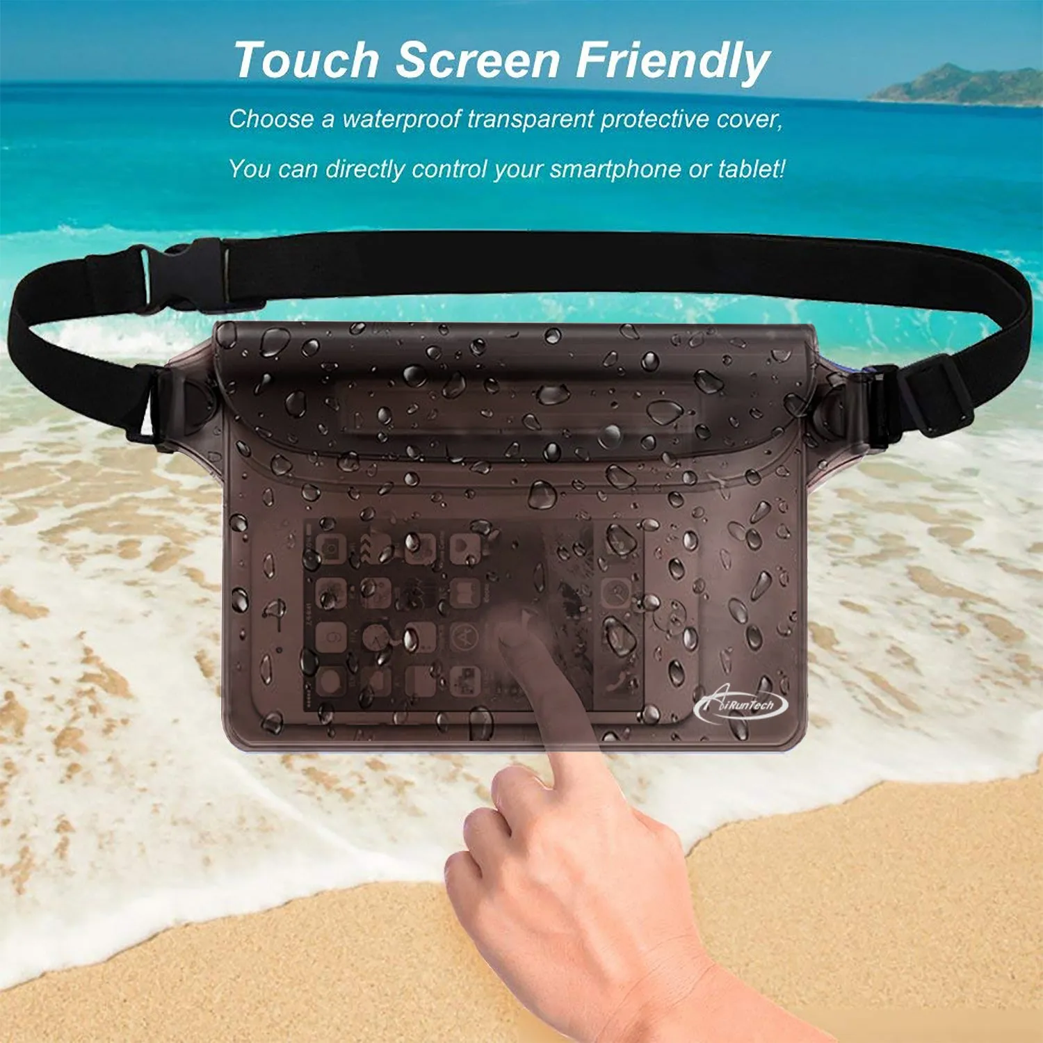 AiRunTech Waterproof Pouch with Waist Strap (2 Pack)