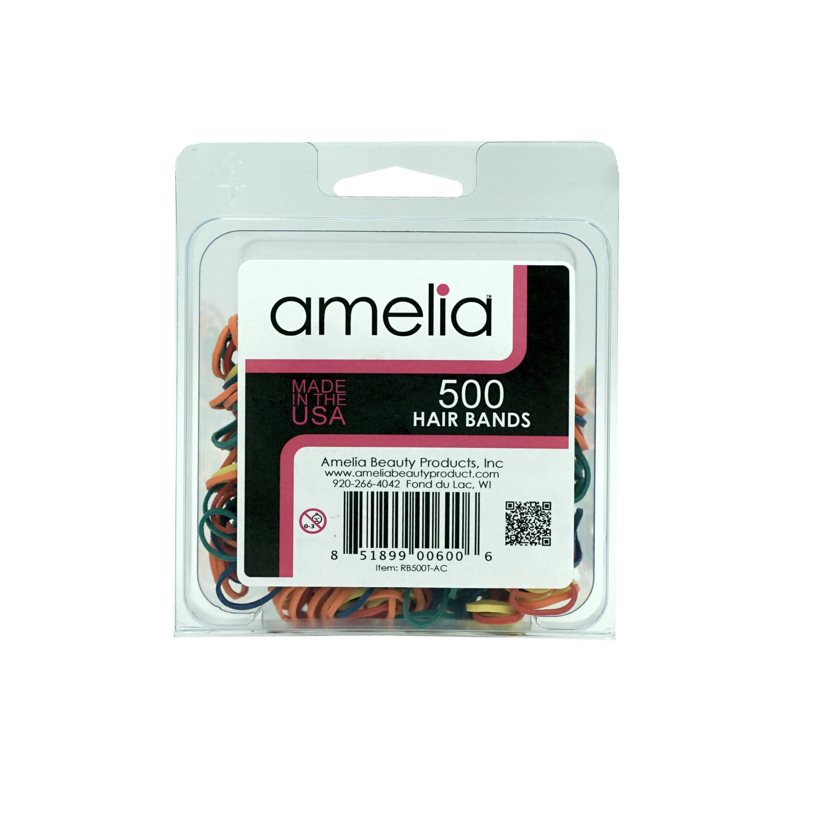 Amelia Beauty | 1/2in, Rainbow Mix, Elastic Rubber Band Pony Tail Holders | Made in USA, Ideal for Ponytails, Braids, Twists, Dreadlocks, Styling Accessories for Women, Men and Girls | 500 Pack