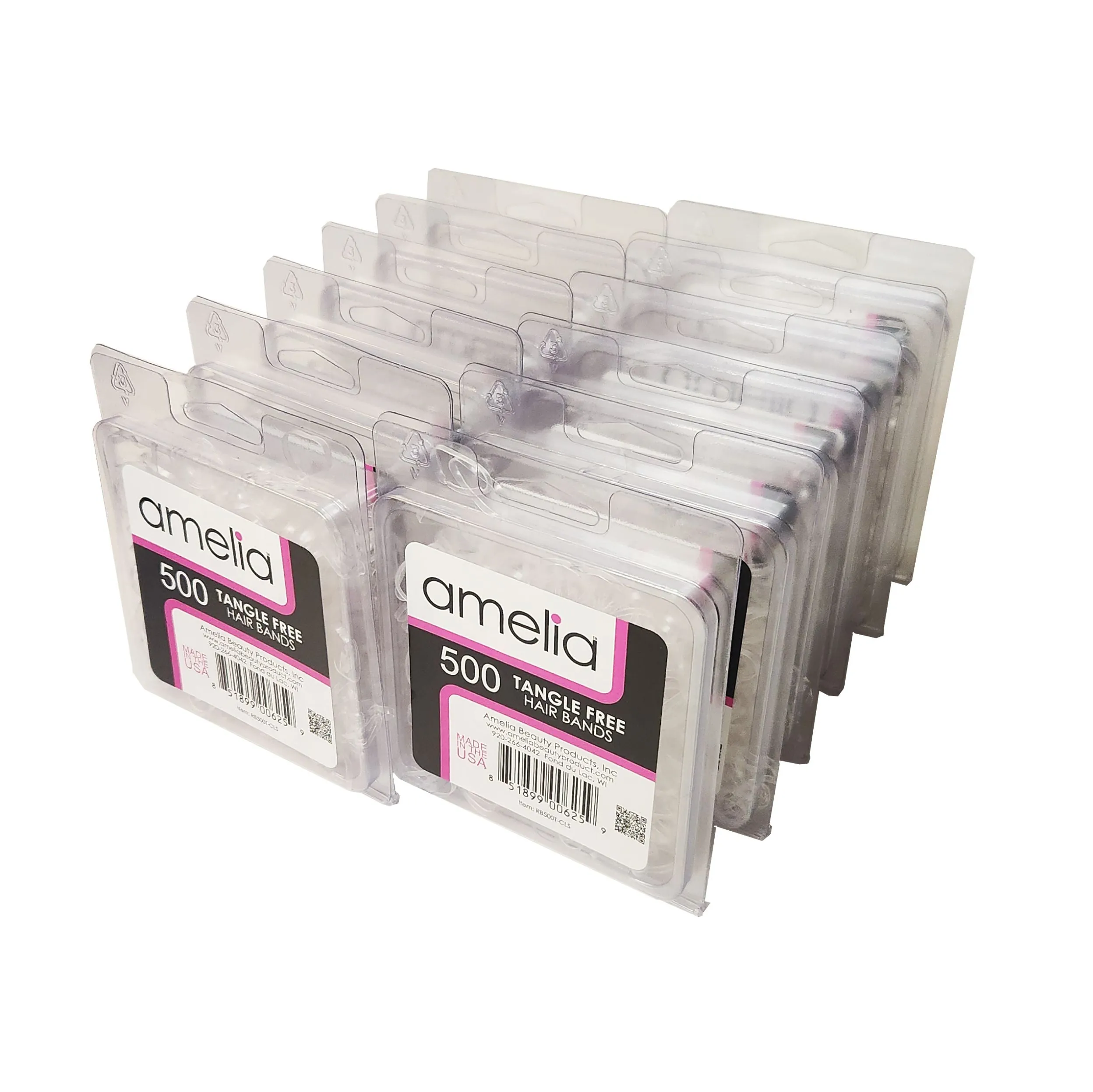 Amelia Beauty | 500ct, 1/2in Tangle Free Elastic Pony Tail Holders | Made in USA, Ideal for Ponytails, Braids | Dozen Pack