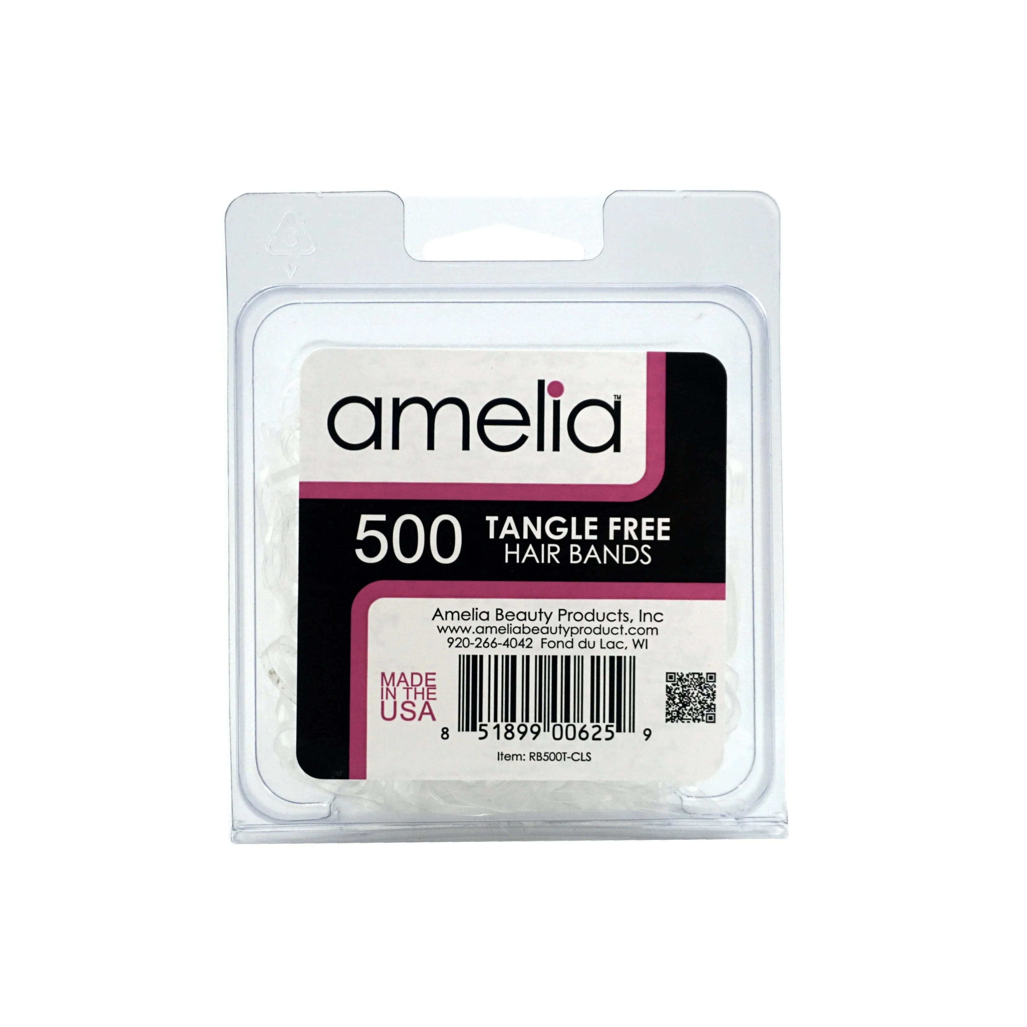 Amelia Beauty | 500ct, 1/2in Tangle Free Elastic Pony Tail Holders | Made in USA, Ideal for Ponytails, Braids | Dozen Pack