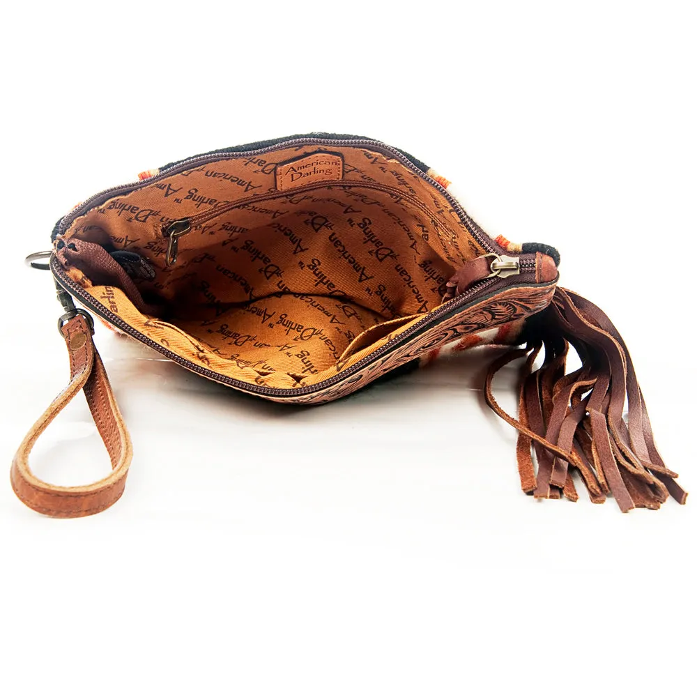 American Darling ADBG344D10 Wristlet Hand Tooled Saddle Blanket Genuine Leather Women Bag Western Handbag Purse