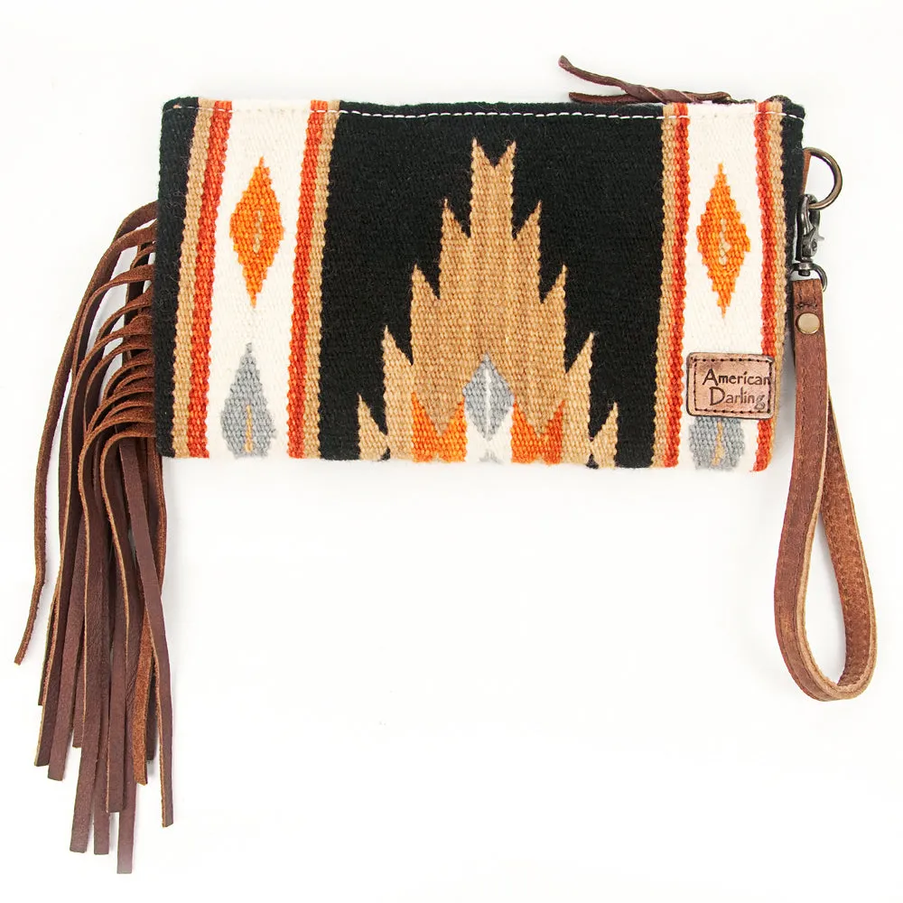 American Darling ADBG344D10 Wristlet Hand Tooled Saddle Blanket Genuine Leather Women Bag Western Handbag Purse