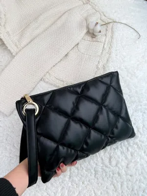 Argyle Quilted Square Bag - Black