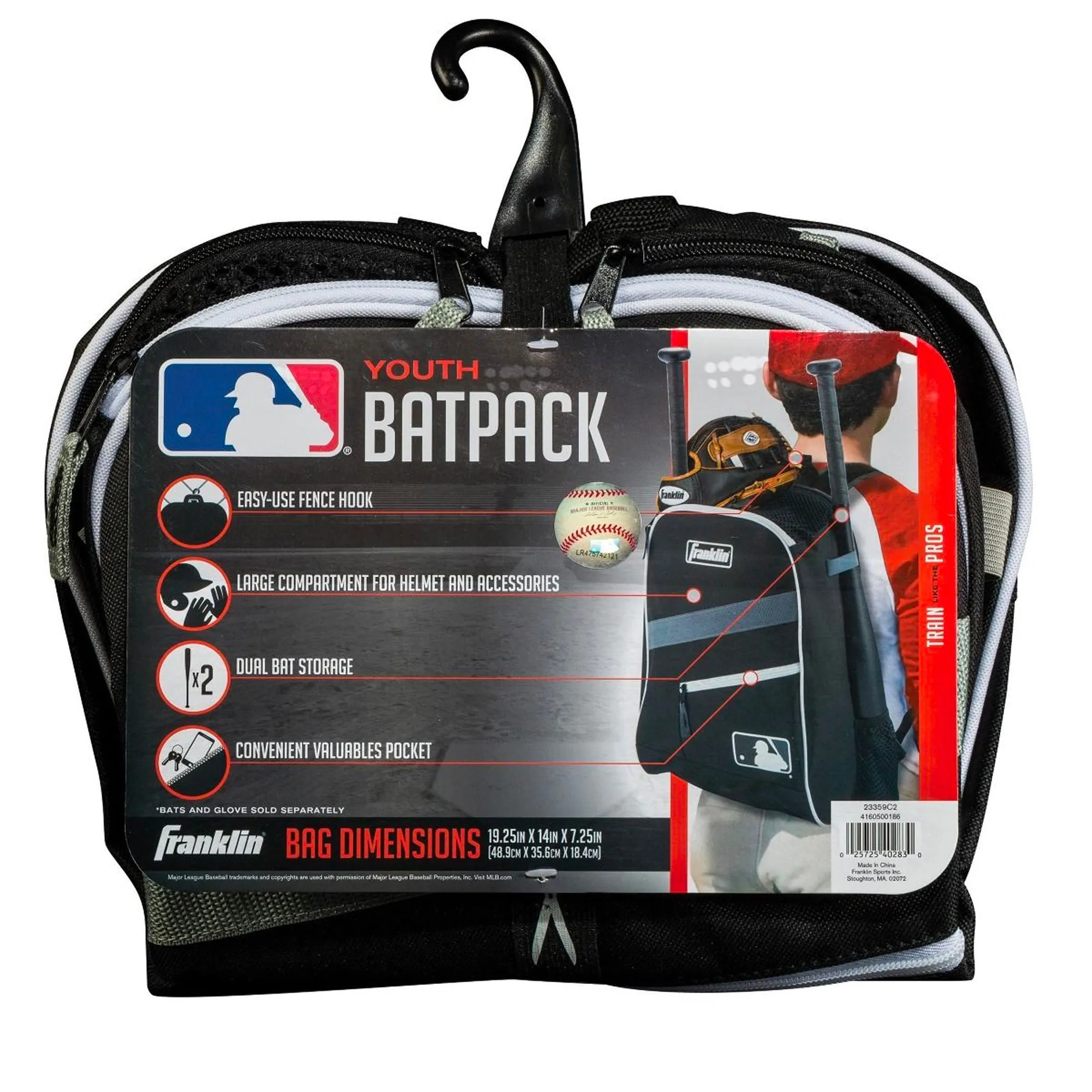Backpack Mochila Beisbol Softbol Franklin Negro INFANTIL