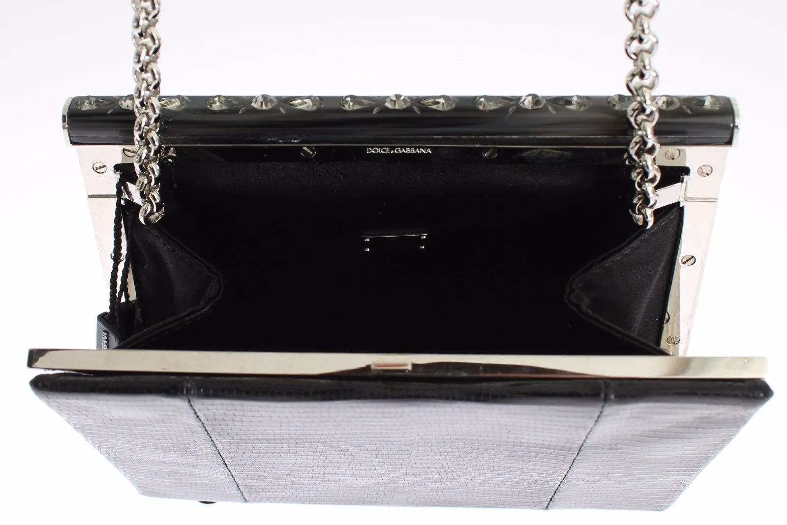 Bag Black Varano Lizard Shoulder Evening Party Clutch