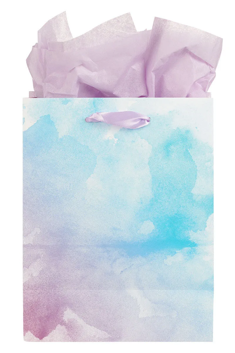 Be Still & Know Lilac and Blue Watercolor Floral Medium Gift Bag