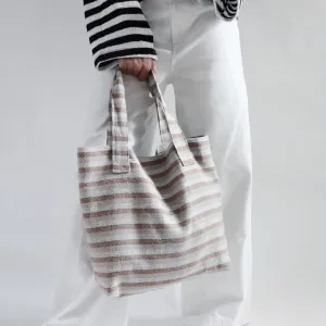 Beach Bag, Striped Woven Tote