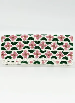 Beaded Clutch- Veranda Pink Green