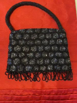 BEADED EVENING PURSE WITH STRAP NO ZIPPER - 12" WITH STRAP/ SB000