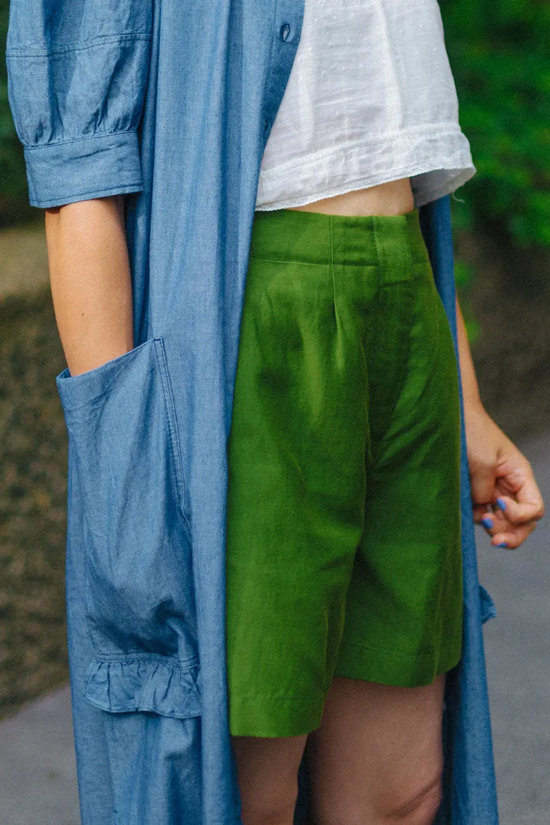 Bessie A-Line Shorts, Rich Olive Green