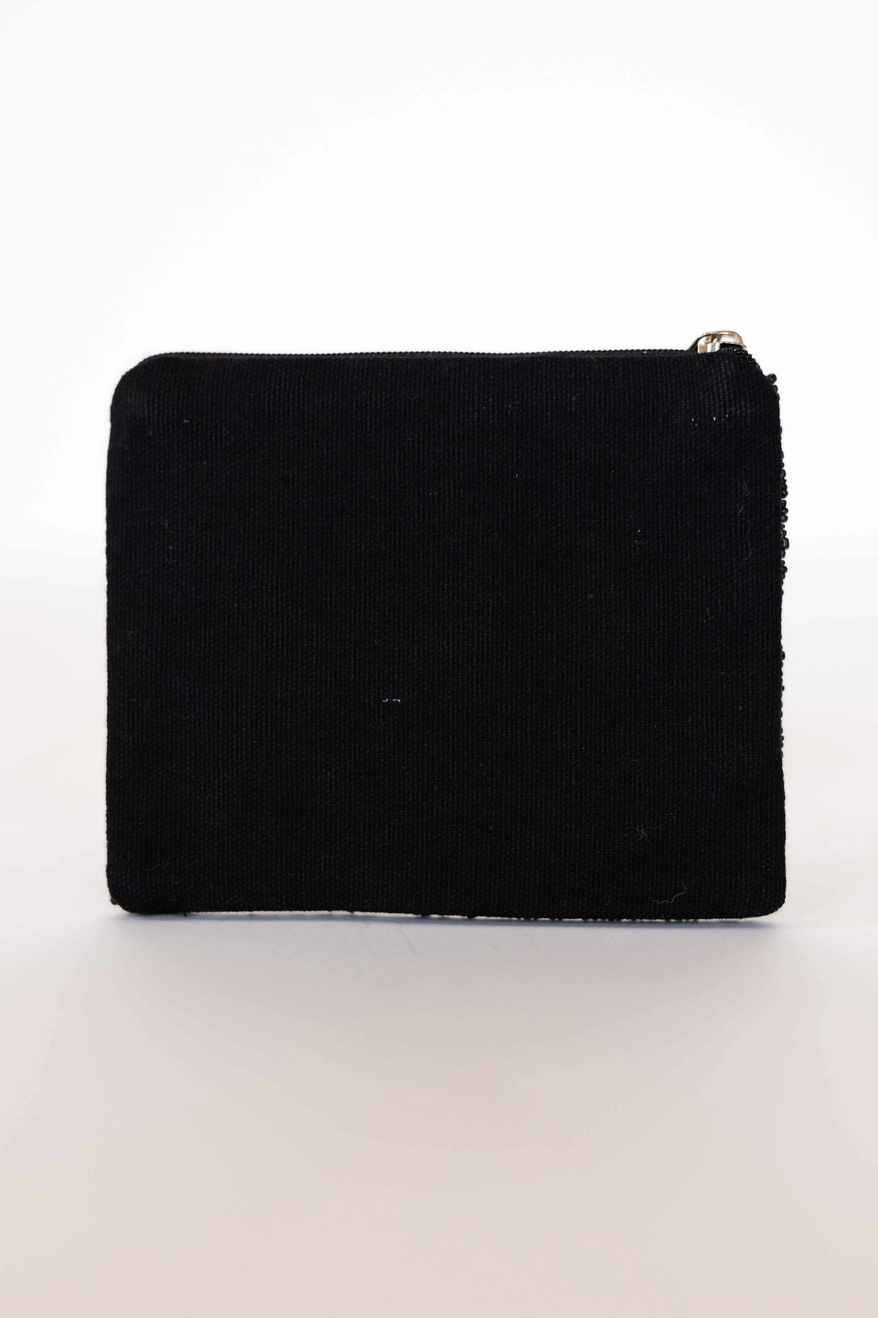 BLACK BEADED GAME DAY COIN POUCH