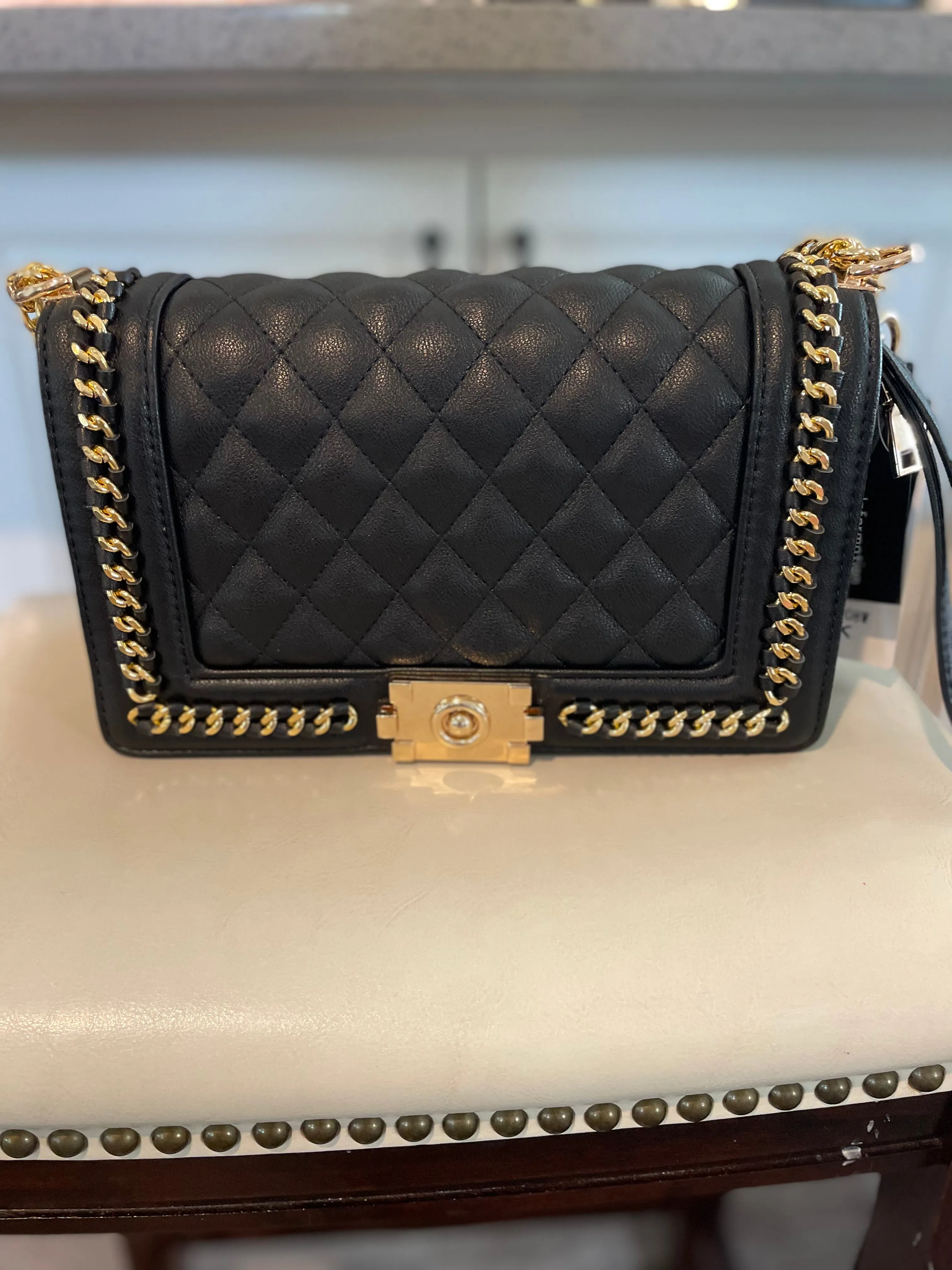 Black Out Oh Boy Bag with Gold Hardware