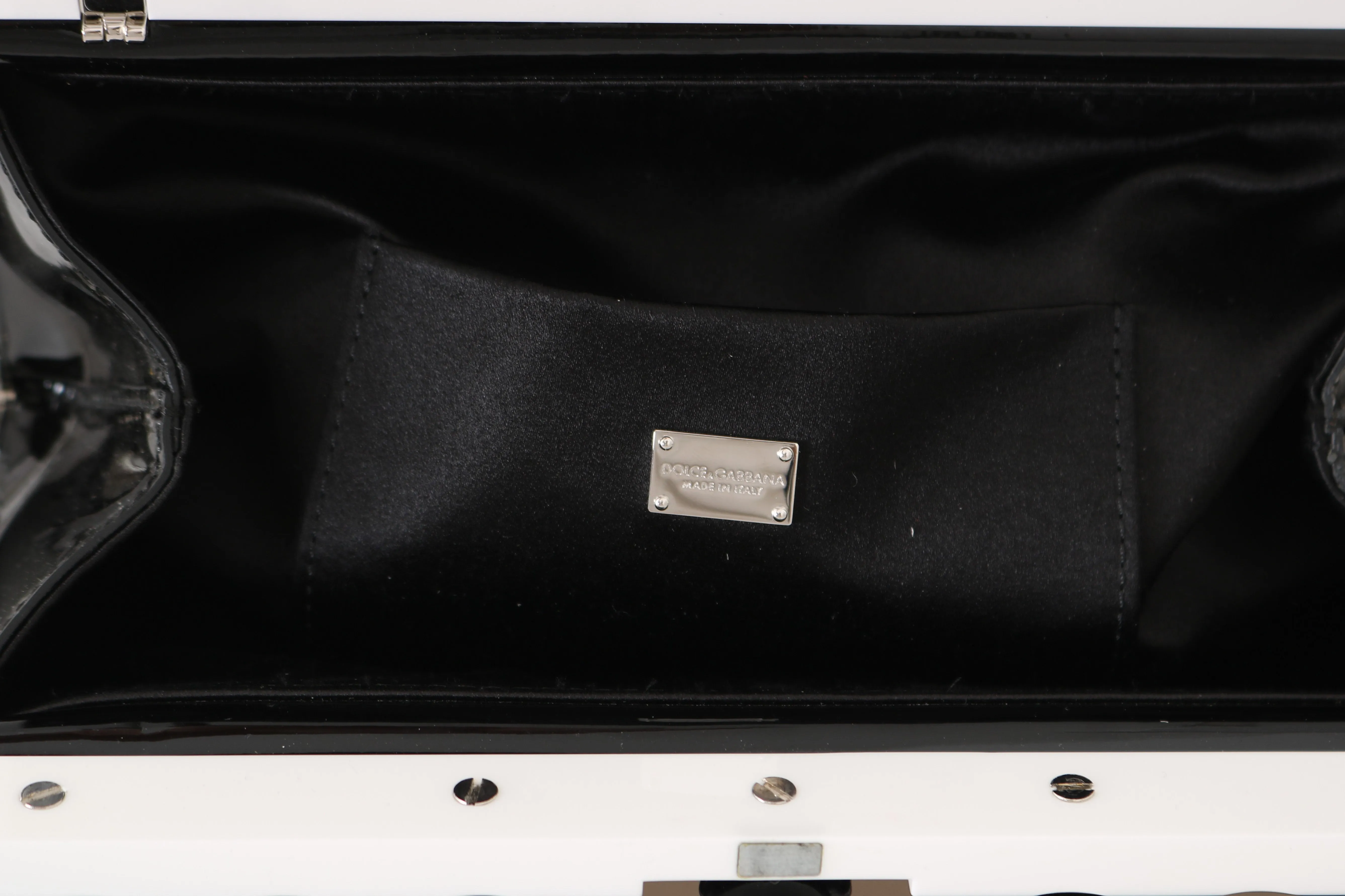 Black Patent VANDA Leather Floral Crystal Purse