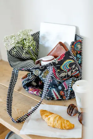 Black Thistle Large Cotton Tote Bag