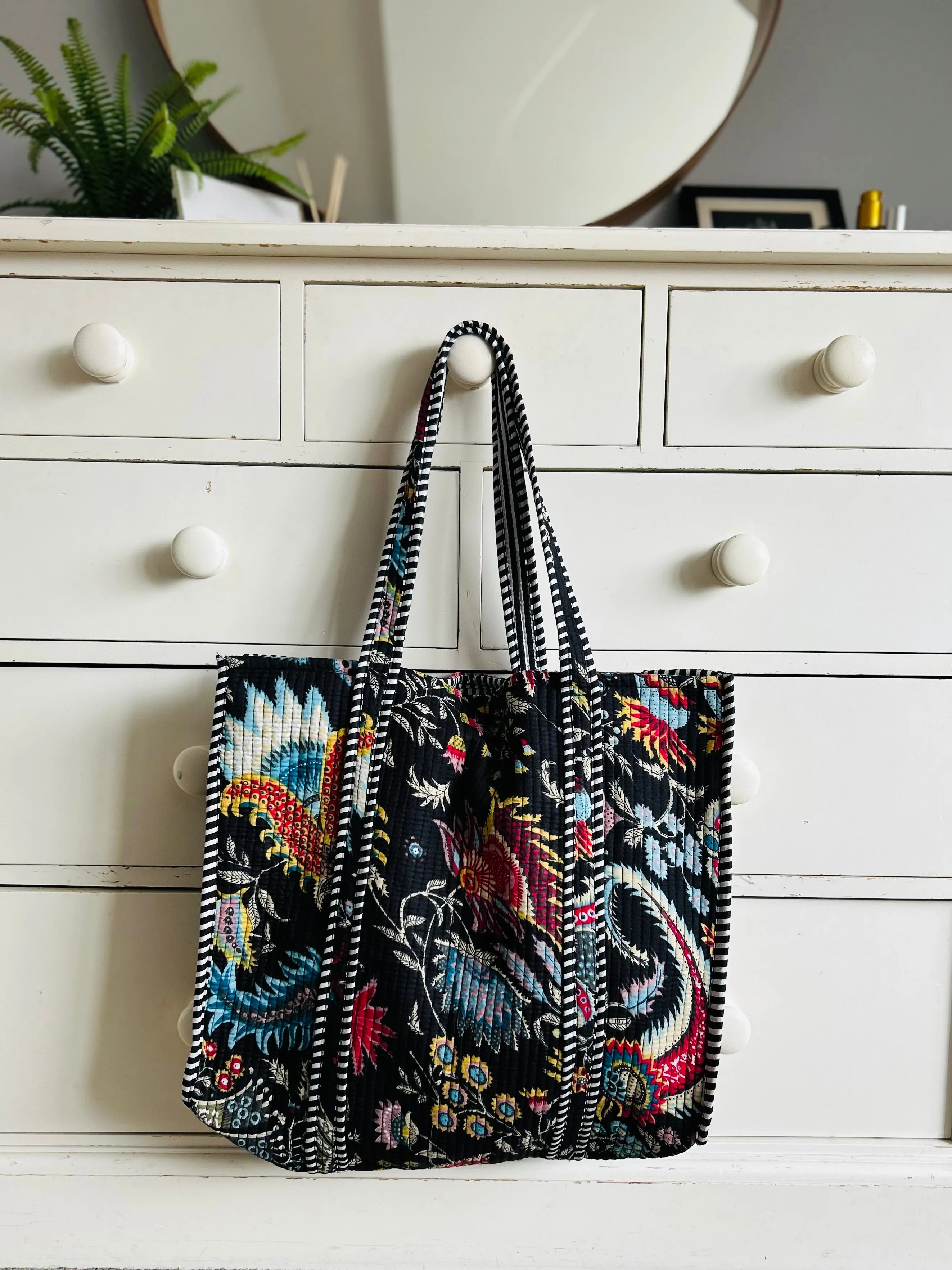 Black Thistle Large Cotton Tote Bag