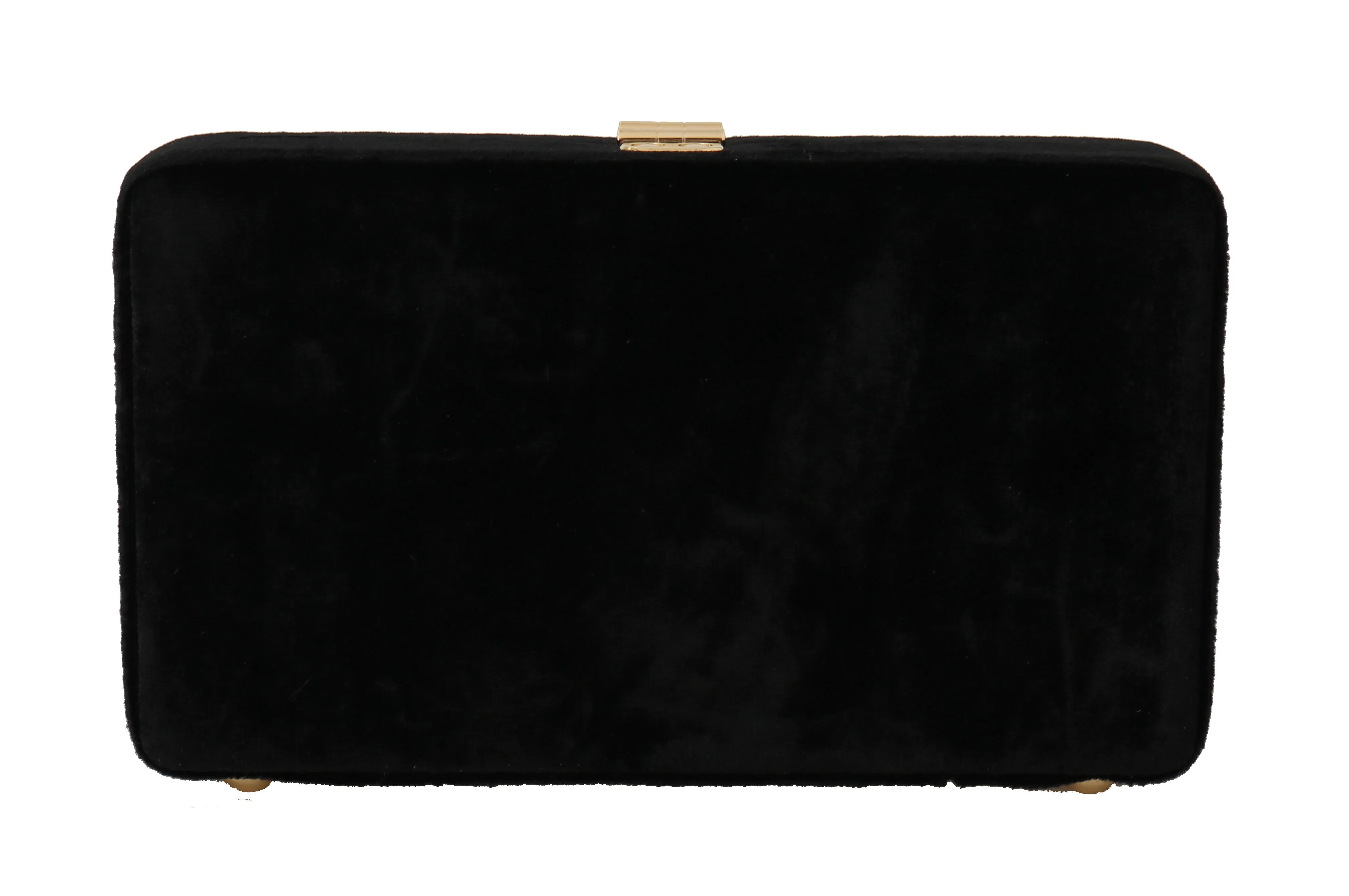 Black Velvet Gold Baroque Crystal Clutch Purse