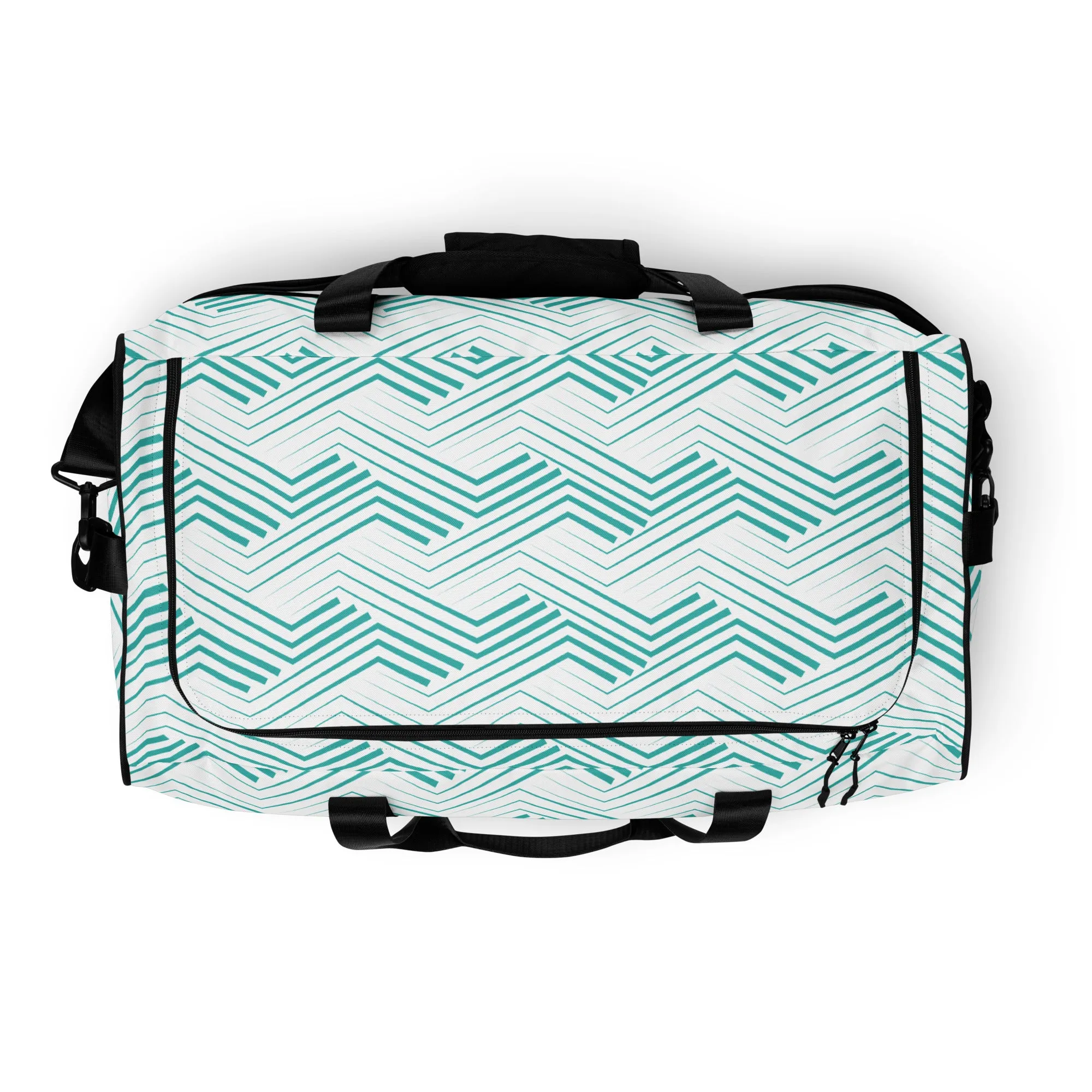 Blue Zigzag Pattern - Sustainably Made Duffle Bag