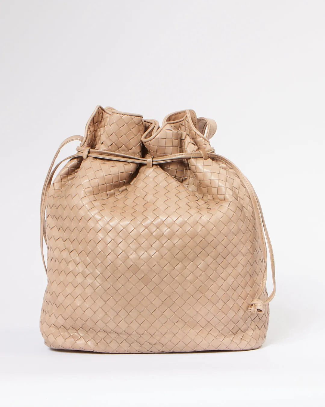 Bottega Veneta Taupe Intreciatto Leather Bucket Bag
